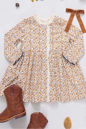 Girls Autumn Dress - Gold Climbing Floral