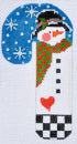 Black Hat Heart Snowman Candy Cane on 13 Mesh CH-106