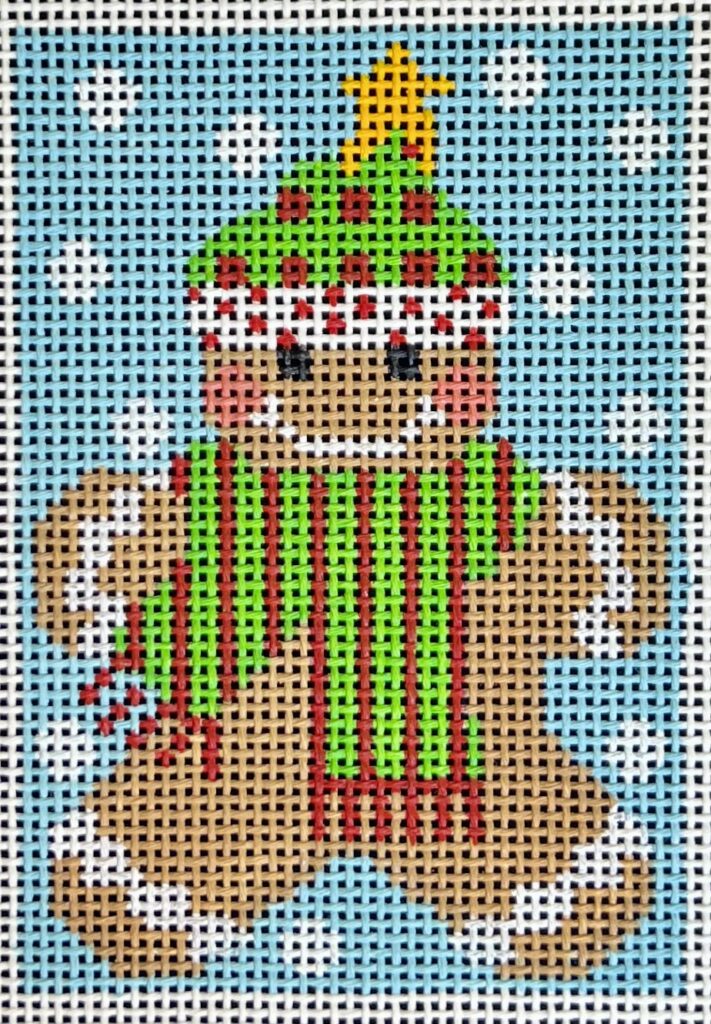 Gingerbread Ornament Scarf with Stripes on 13 Mesh CH-1232