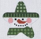 Green Snowman Star on 13 Mesh CH-259