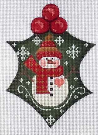Snowman Heart Holly on 13 Mesh WTP-12