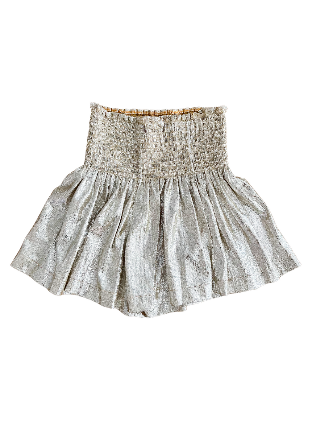 Kids Pleated Swing Shorts in Foil Gold