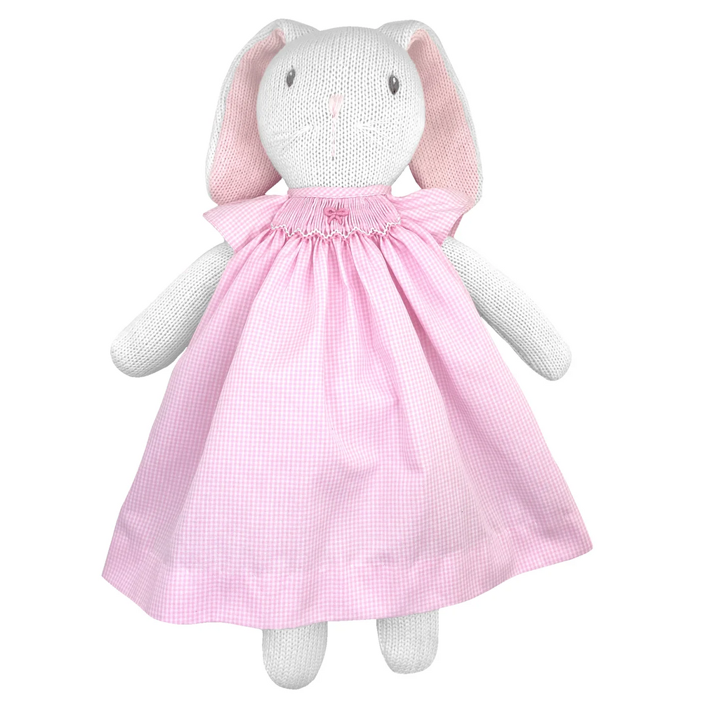 Bunny Doll with Pink Smocked Dress