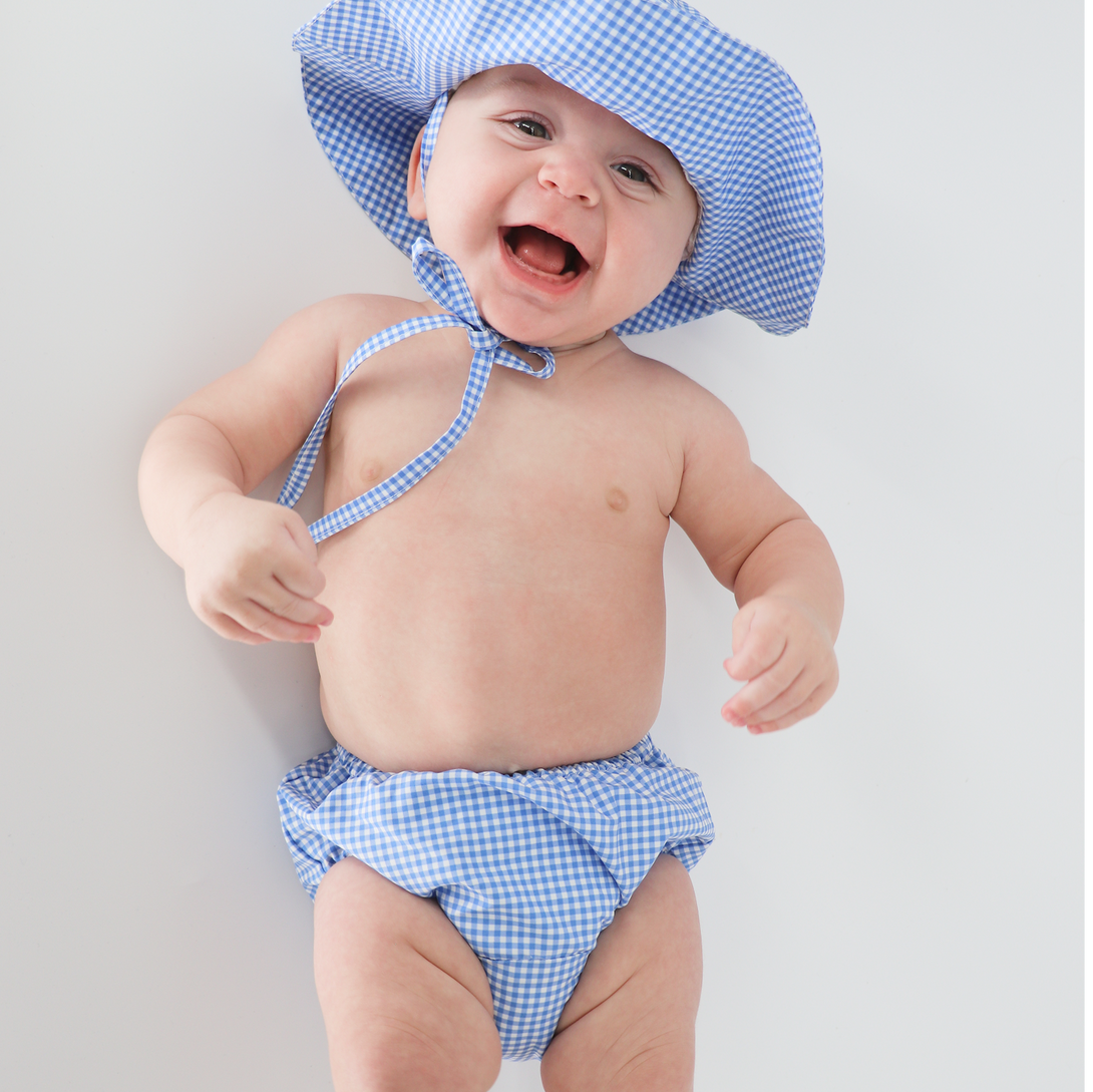 Baby Blue Micro Gingham Diaper Cover