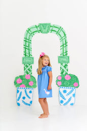 Holly Day Dress Barbados Blue with Hamptons Hot Pink & Worth Avenue White with Duck Applique