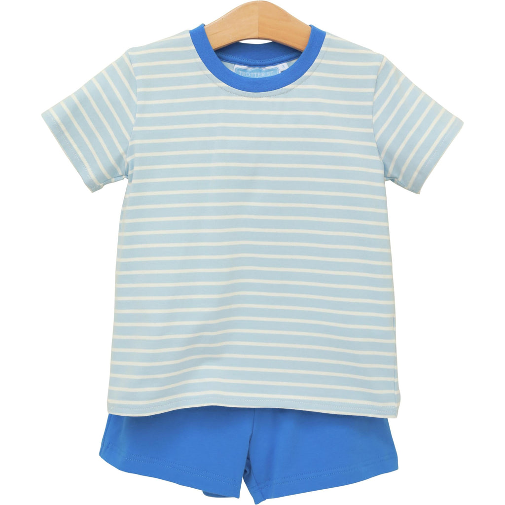 Drew Short Set in Sky Blue Stripe PRE-ORDER
