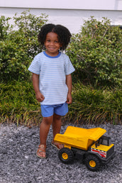 Drew Short Set in Sky Blue Stripe PRE-ORDER