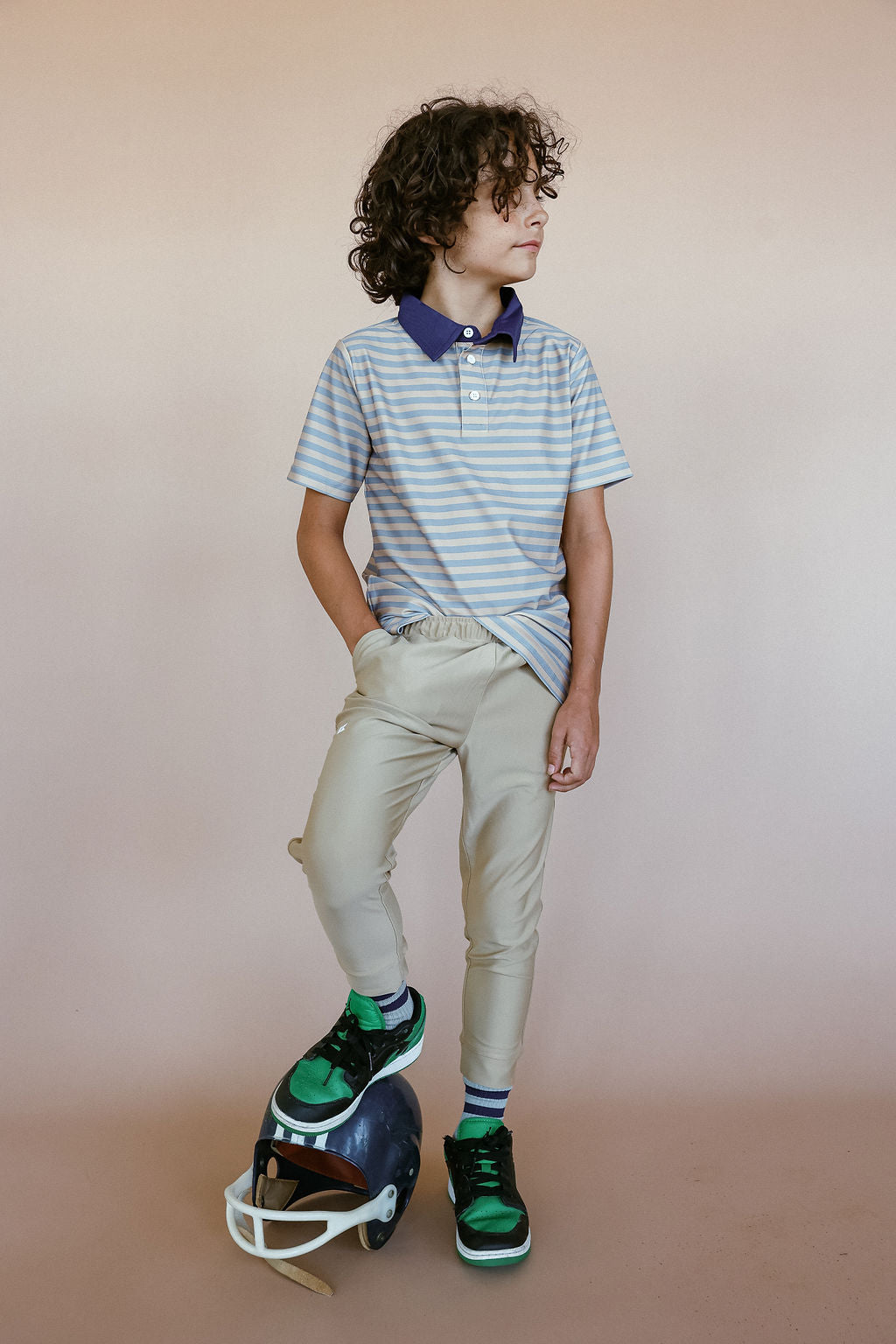 QB Gray Stripe Polo