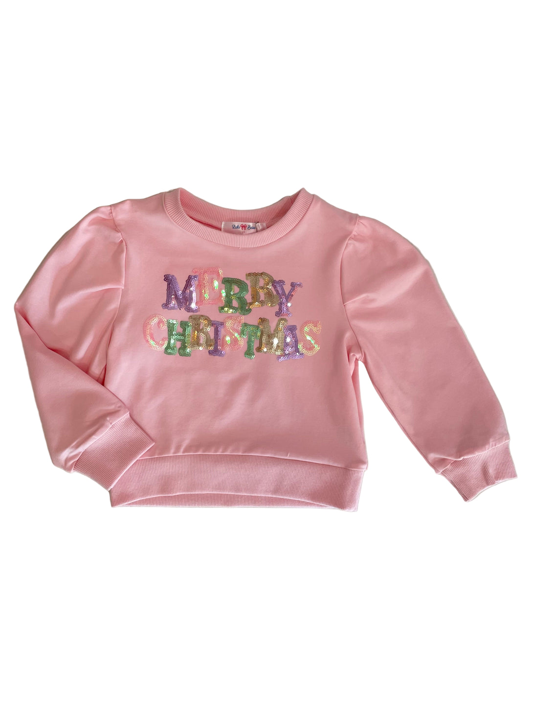 Lily Pink Christmas Pastel Sequin Puff Sleeve Shirt