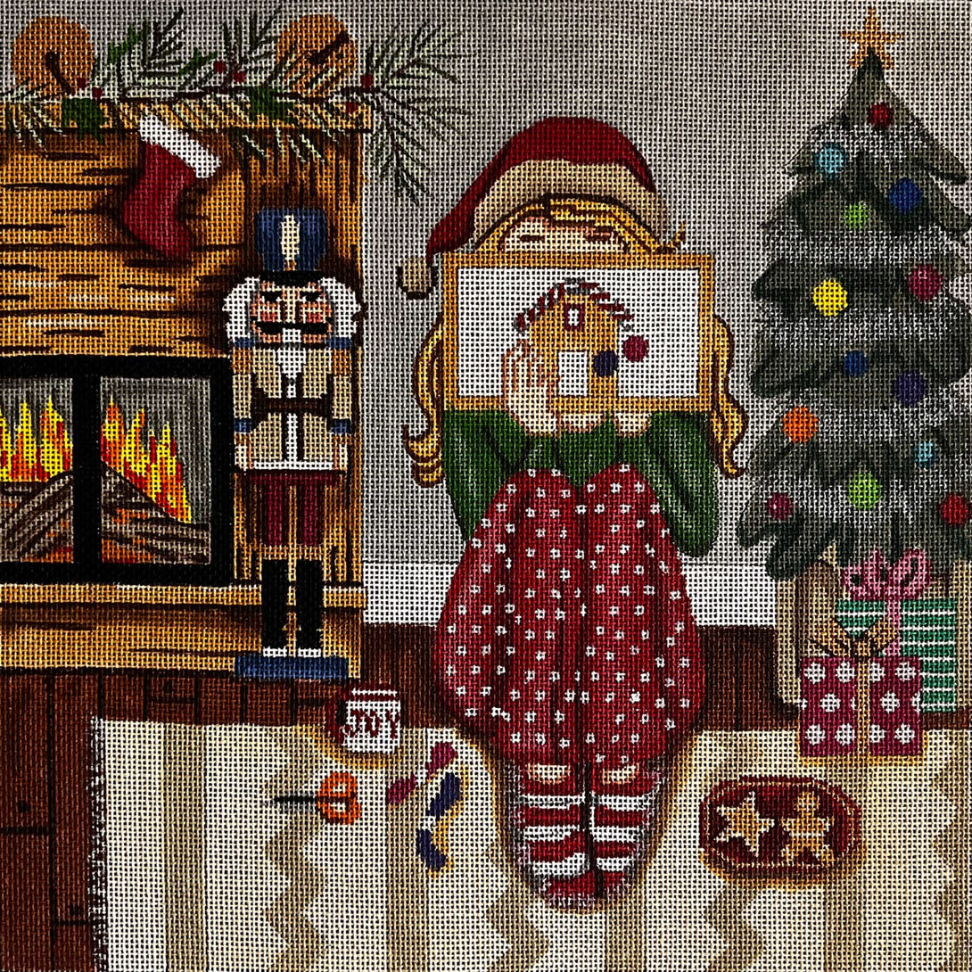 Christmas Stitching Girl