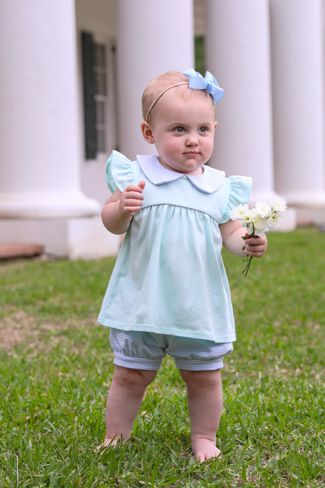 Genevieve Bloomer Set Light Blue Stripe and Light Mint