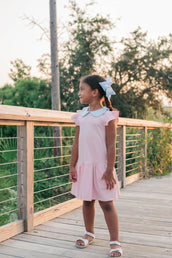 Genevieve Dress in Coral Stripe Light Blue PRE-ORDER
