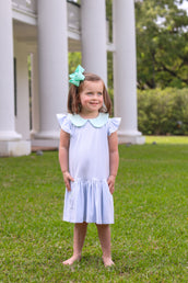 Genevieve Dress Light Blue Stripe with Light Mint