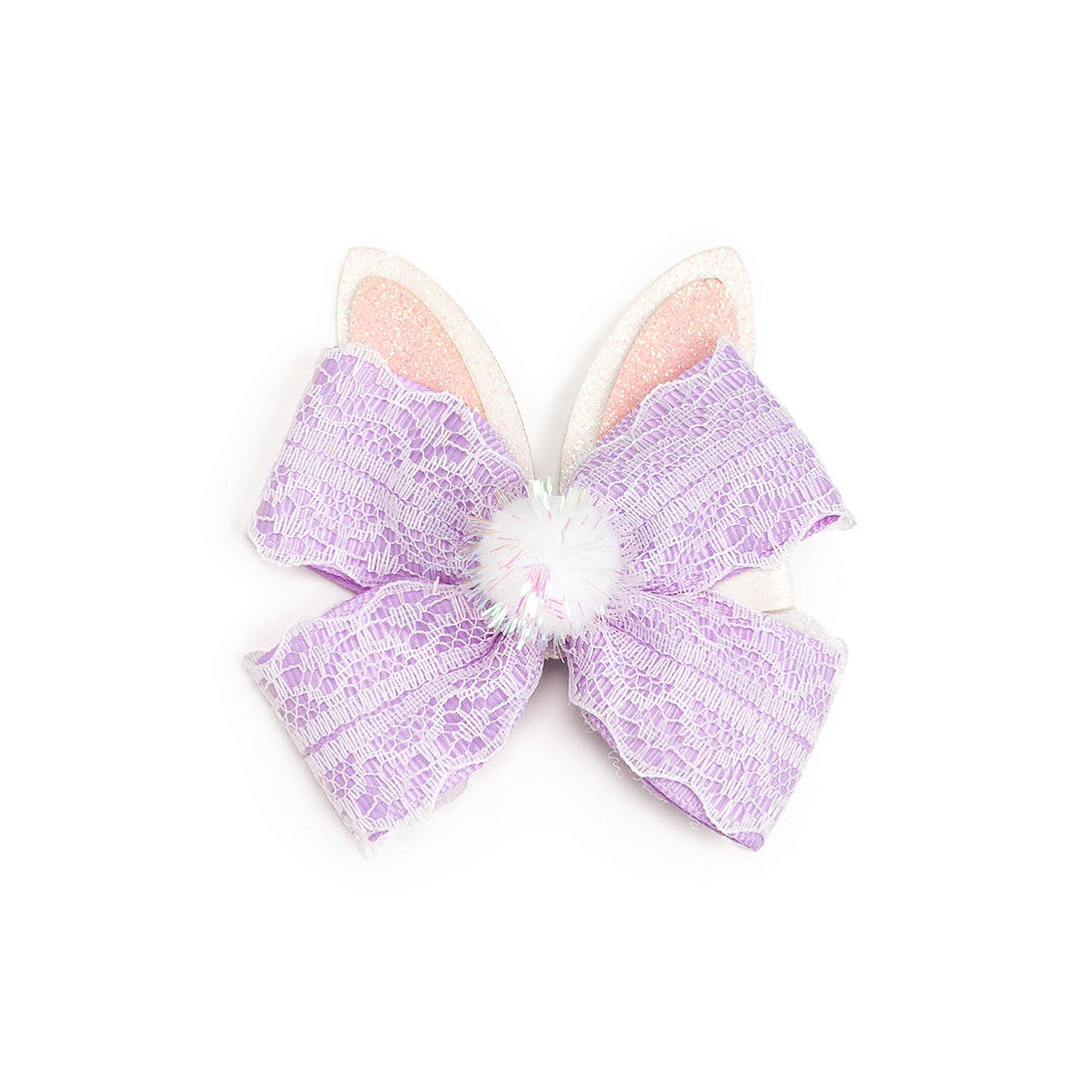 Lavender Lace Easter Bunny Bow Clip