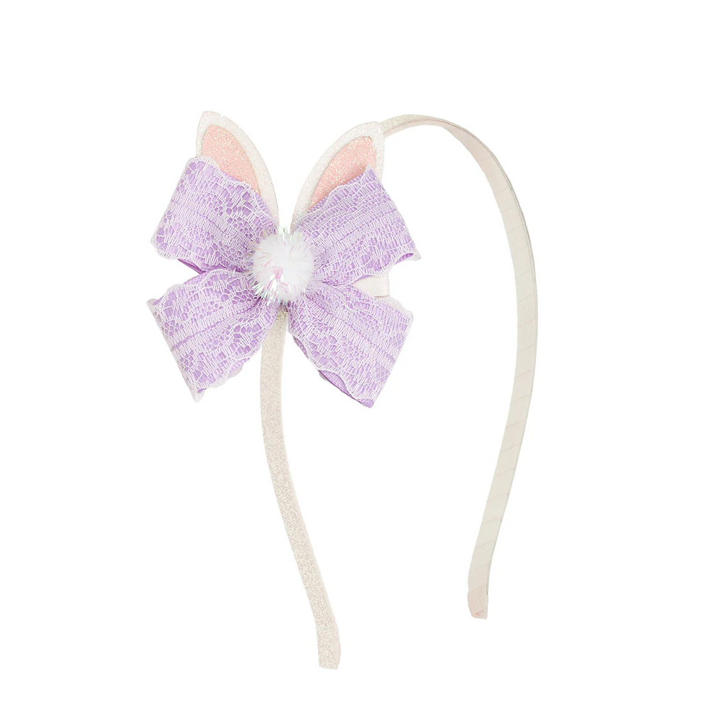 Lavender Lace Easter Bunny Bow Headband