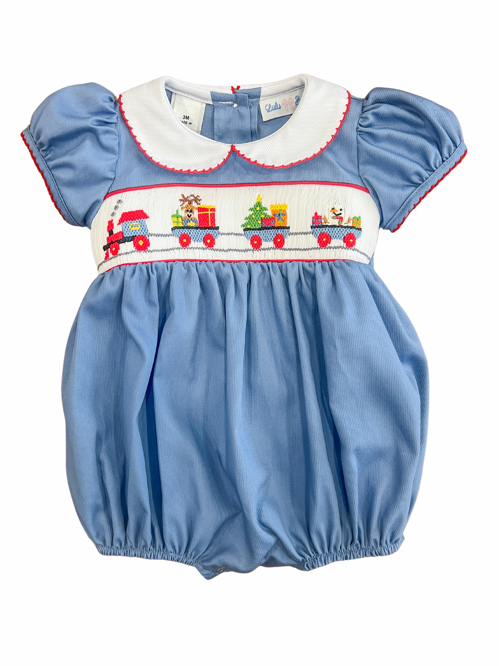 Rosie Santa Train Smocked Waist Bubble