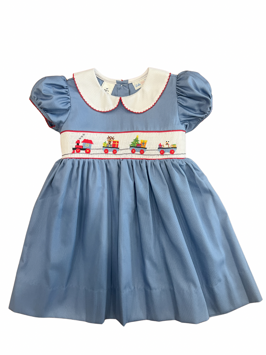 Rose Santa Train Smocked Waist Dress