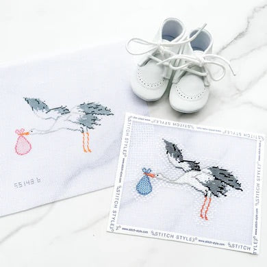 Stork Needlepoint Canvas - Blue