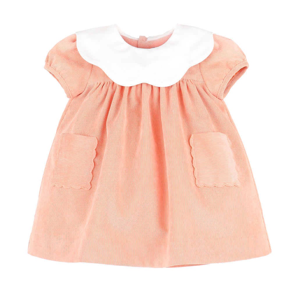 Pumpkin Corduroy Scallop Dress