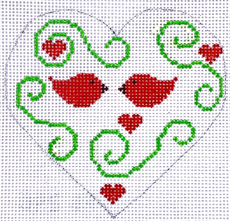 Heart Red Birts with Stitchguide HB152