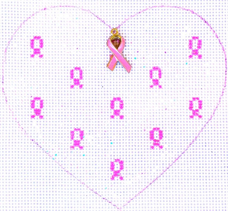 Pink Ribbon Heart White HB706