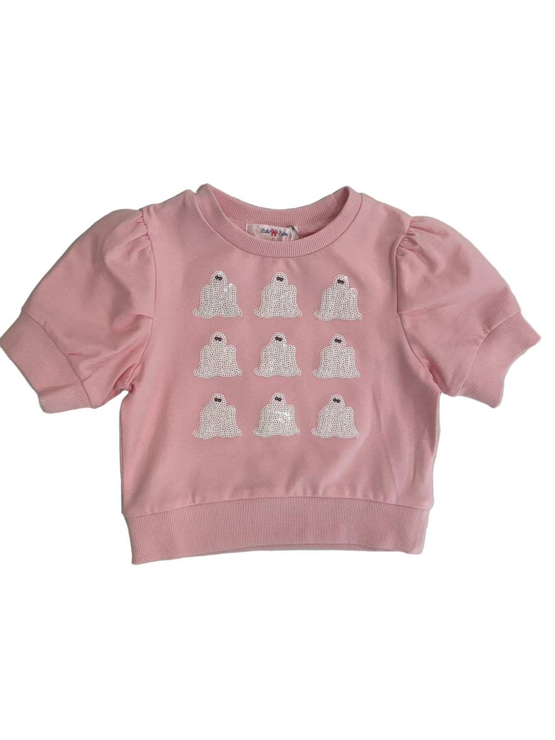 Lily Pink Ghost Sequin Puff Sleeve Shirt