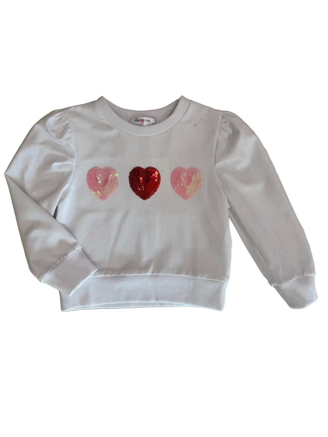 Lily Red Heart Sequin Puff Sleeve Shirt