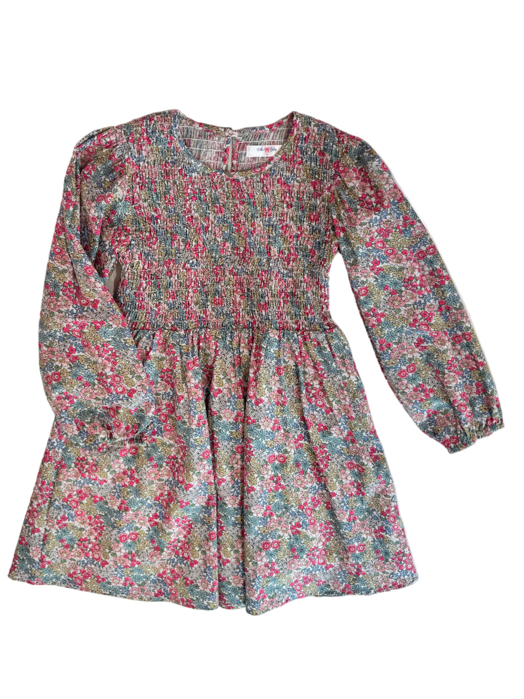 Emily Pink Floral Smocked Bodice Dress