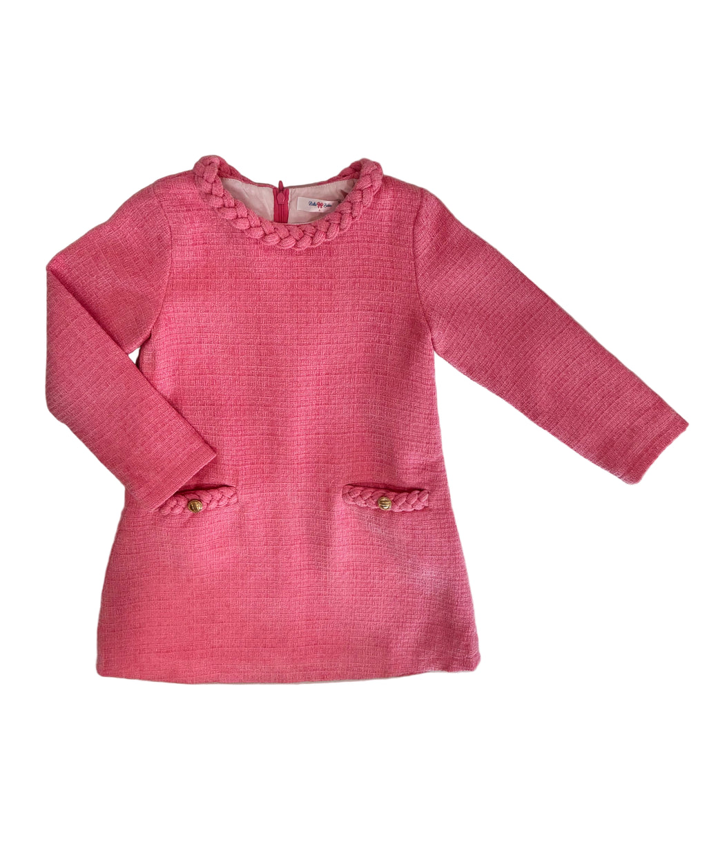 Audrey Pink Tweed Braided Dress