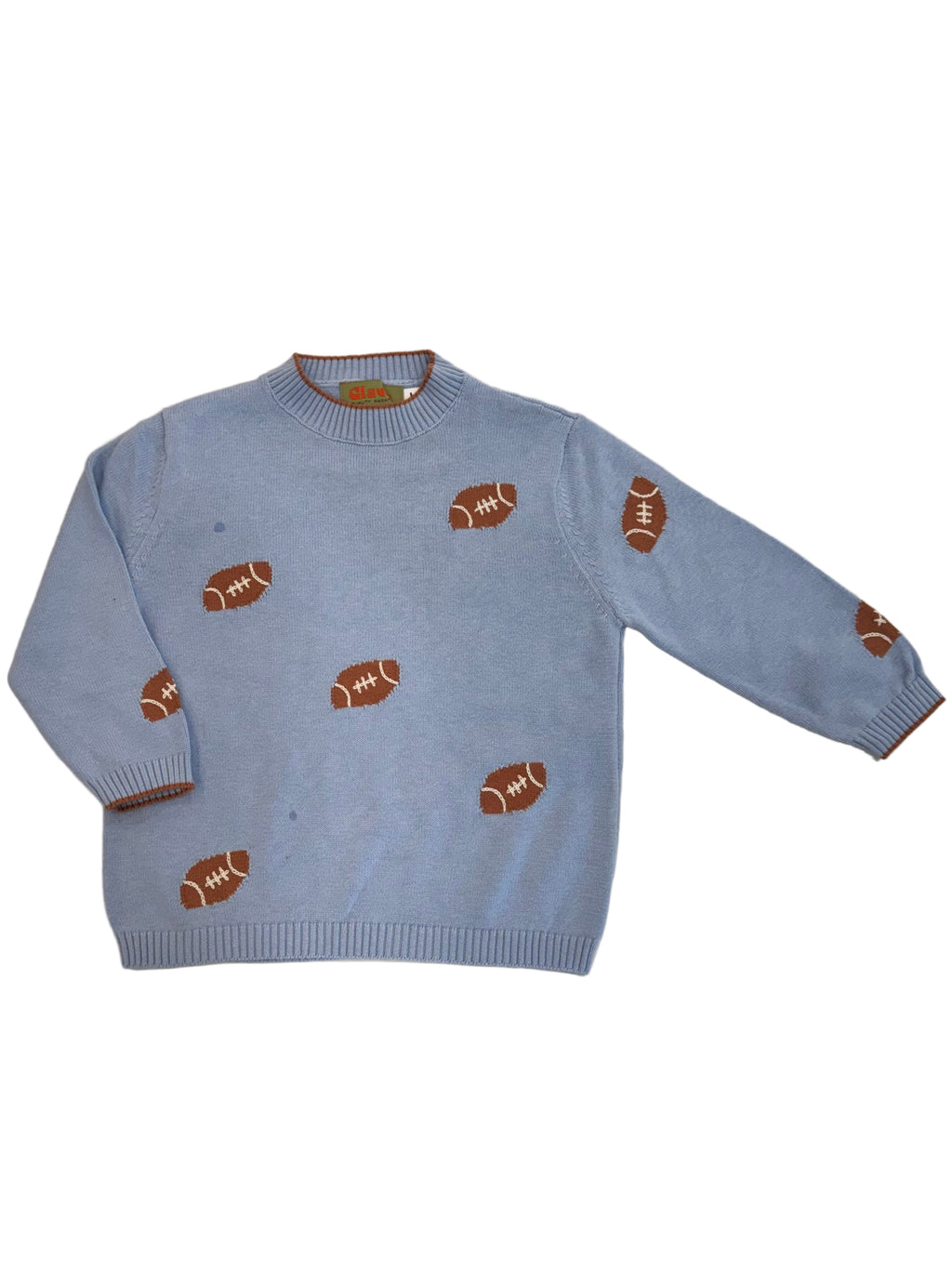Light Blue Crew Neck Sweater with Footballs