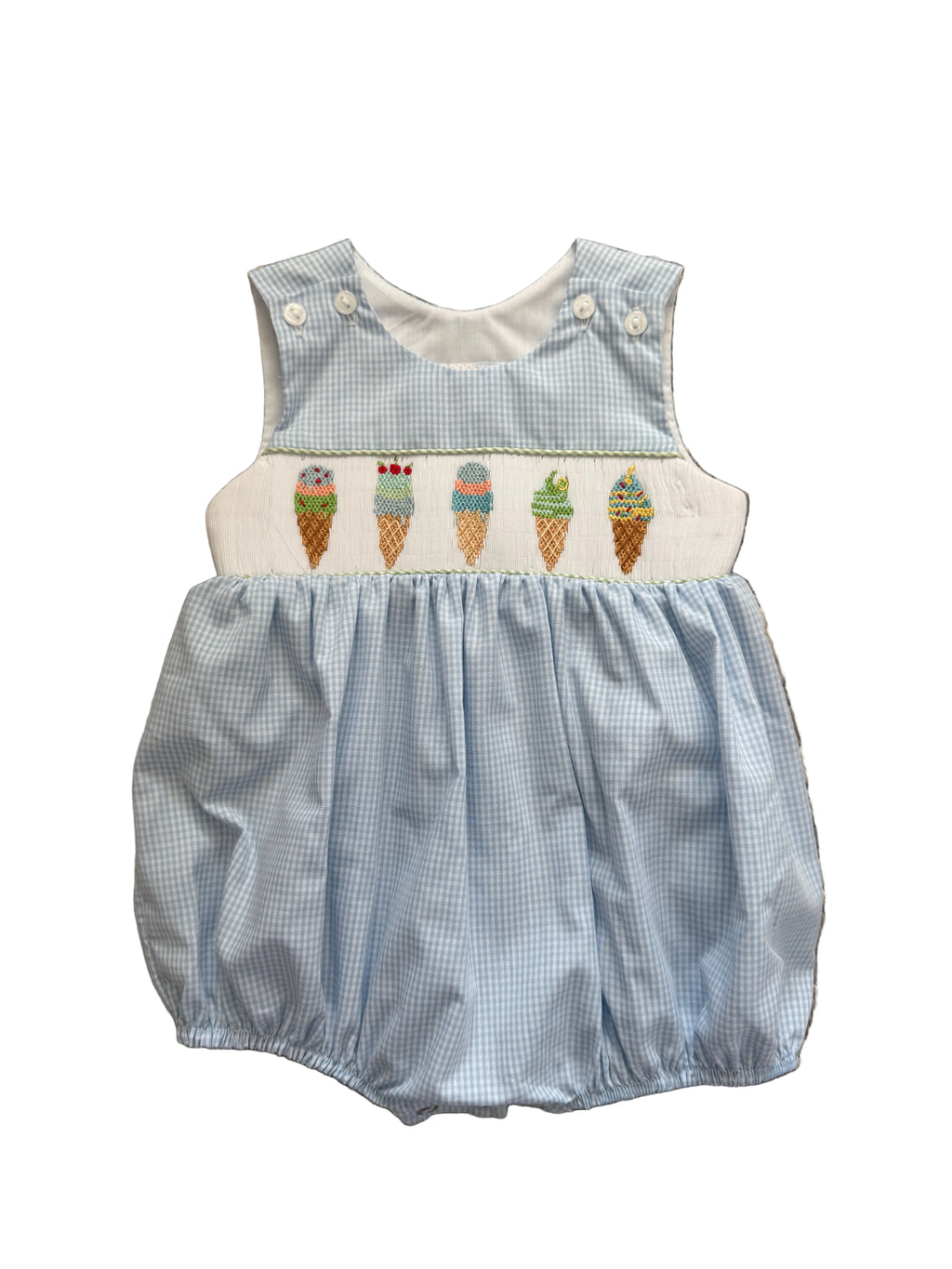 Ted Ice Cream Smocked Sleeveless Boy Bubble