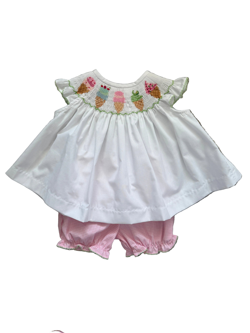 Emma B Ice Cream Smocked Bishop Bloomer Set