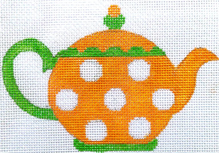 Teapot Orange with White Dots with Stitchguide HB300
