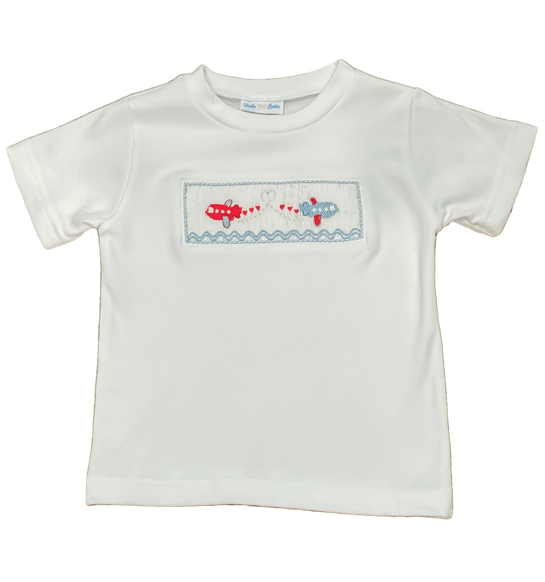 Smocked Shirt Valentine Airplane