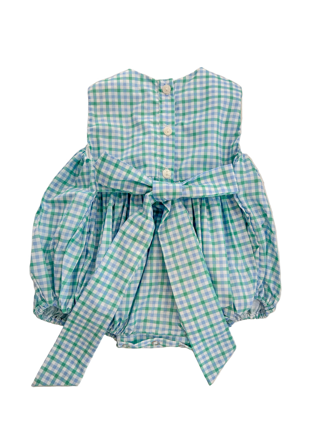 Darla Blue Green Smocked Waist Sleeveless Bubble