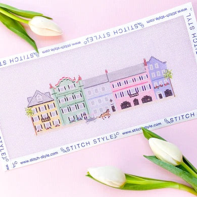 Rainbow Row Charleston Needlepoint Canvas