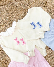 Intarsia Sweater - Blue Cowboy Boots