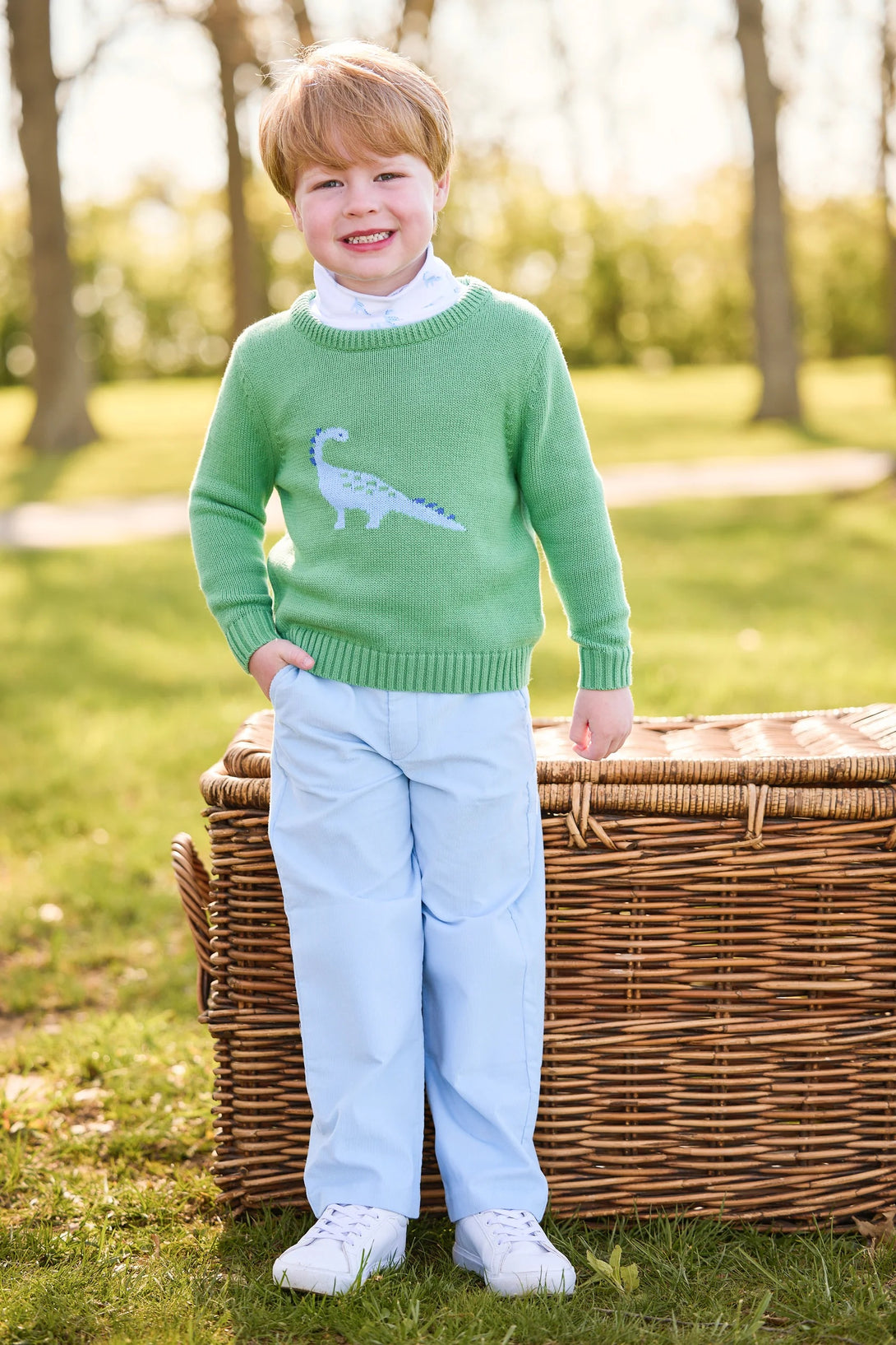 Printed Turtleneck - Blue Dinosaur
