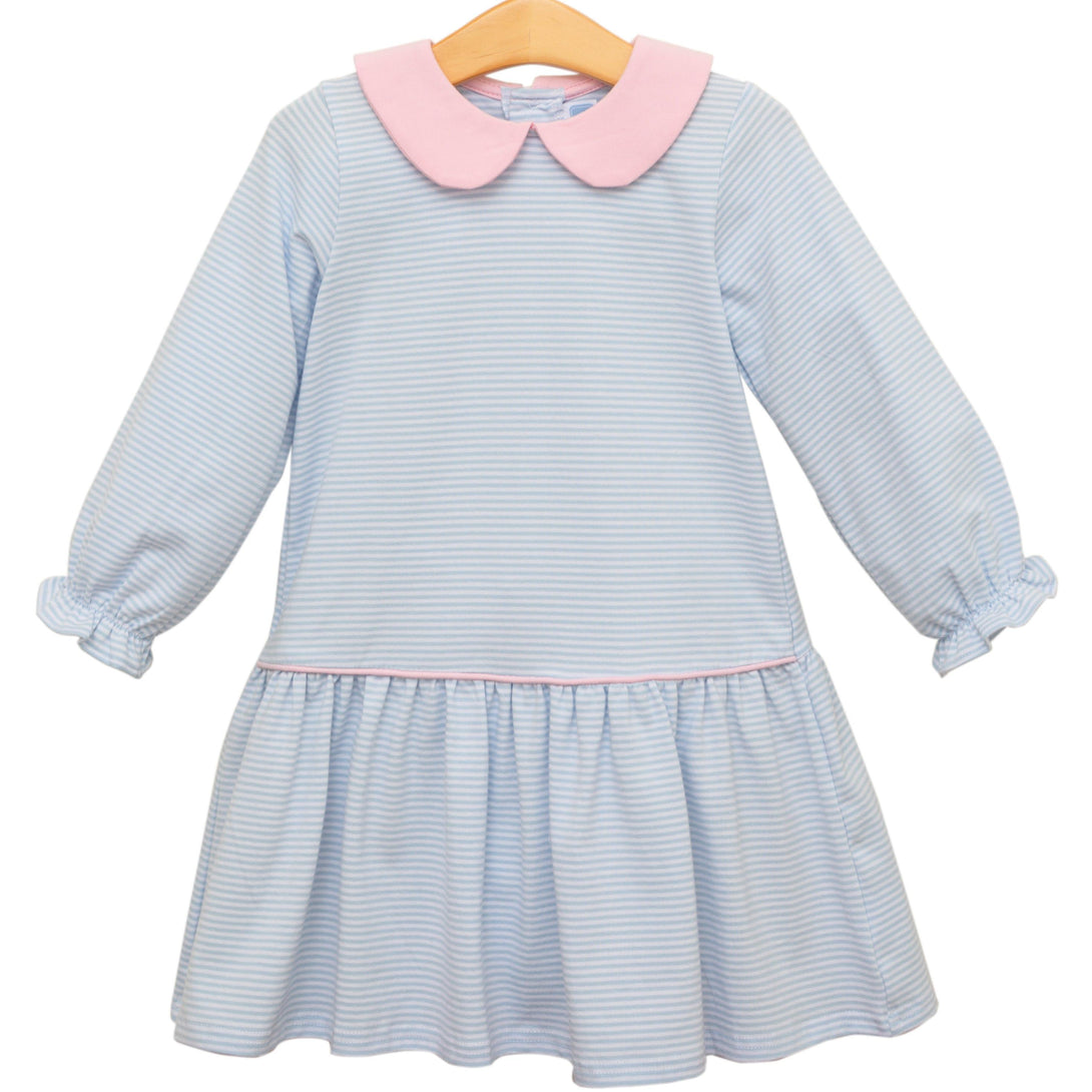 Katherine Dress Light Blue Stripe and Light Pink