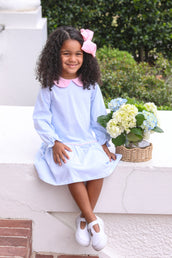Katherine Dress Light Blue Stripe and Light Pink