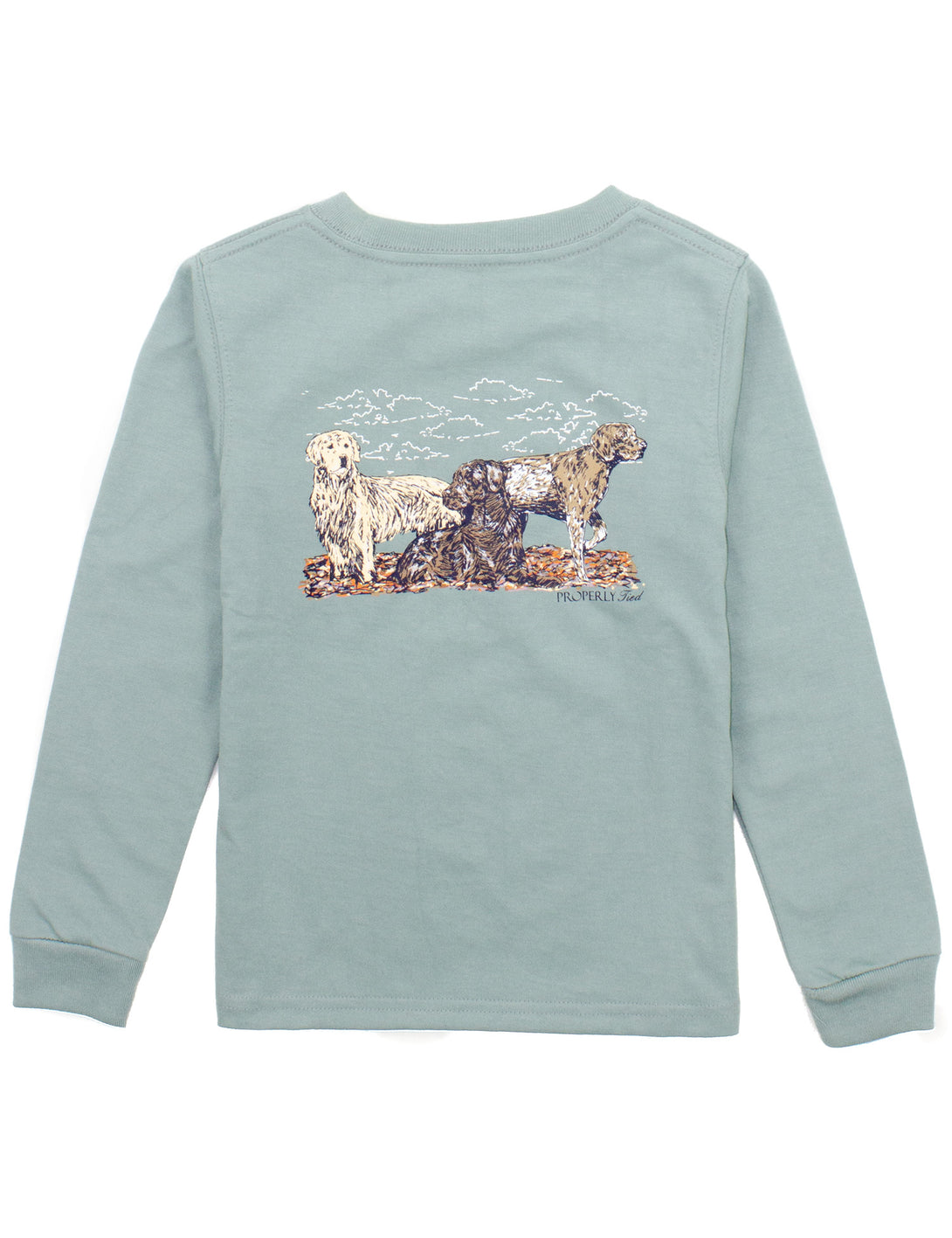 Boys Hunting Dogs Long Sleeve Tee in Fog