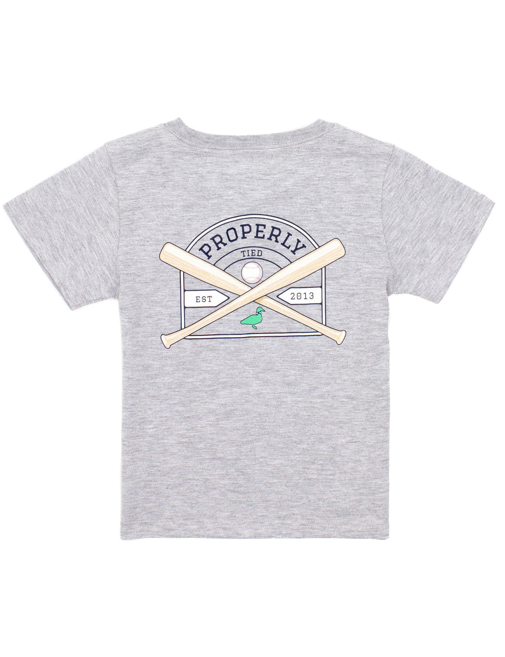 Boys Baseball Shield Short Sleeve Tee in Light Heather Grey