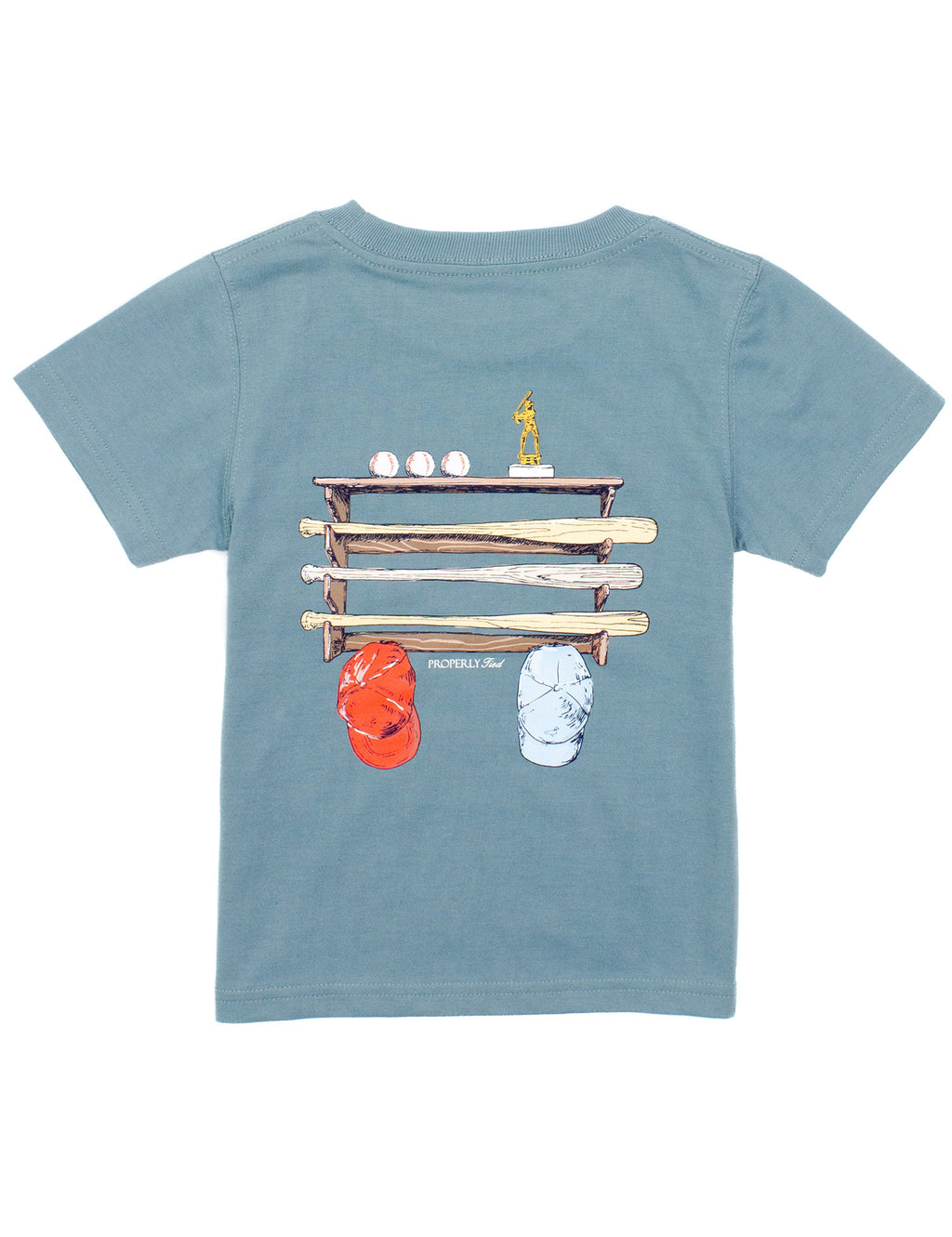 Boys Bat Rack Short Sleeve Tee in Steel Blue