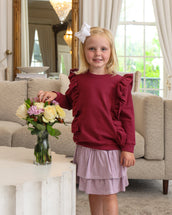Laura Ruffle Pullover Cranberry