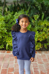 Laura Ruffle Pullover Navy