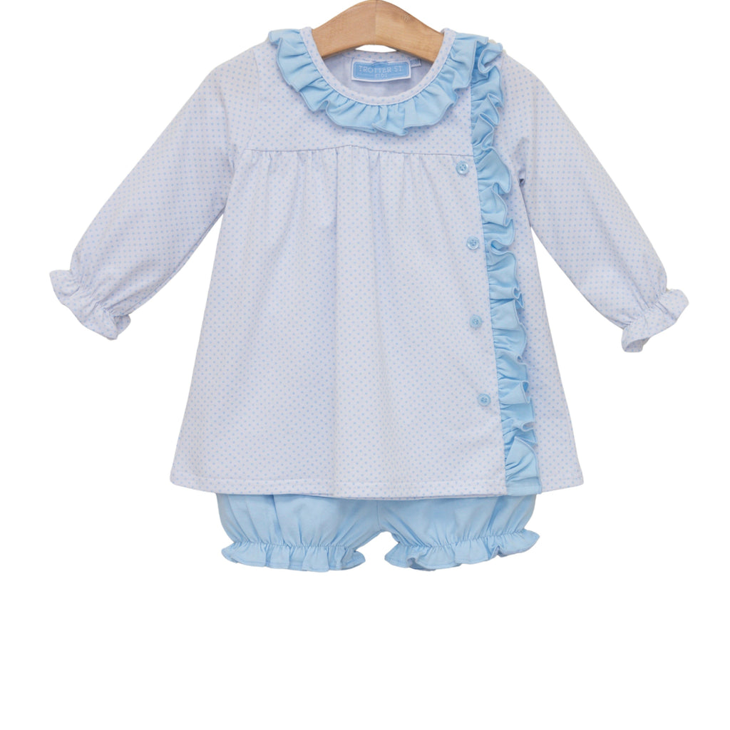 Lucille Bloomer Set Light Blue Bitty Dot PRE-ORDER