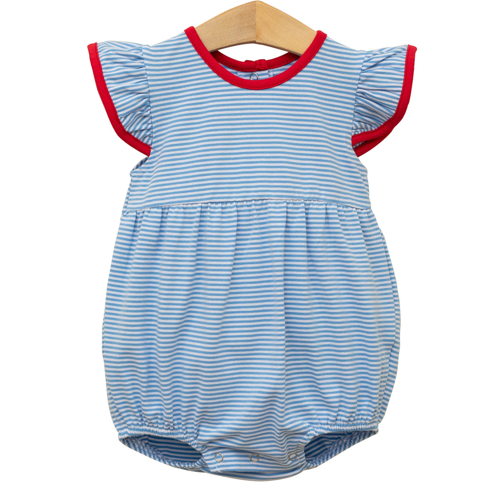 Lucy Bubble Cornflower Stripe and Red