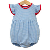 Lucy Bubble Cornflower Stripe and Red