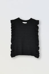 Black Sleeveless Sweater in Black