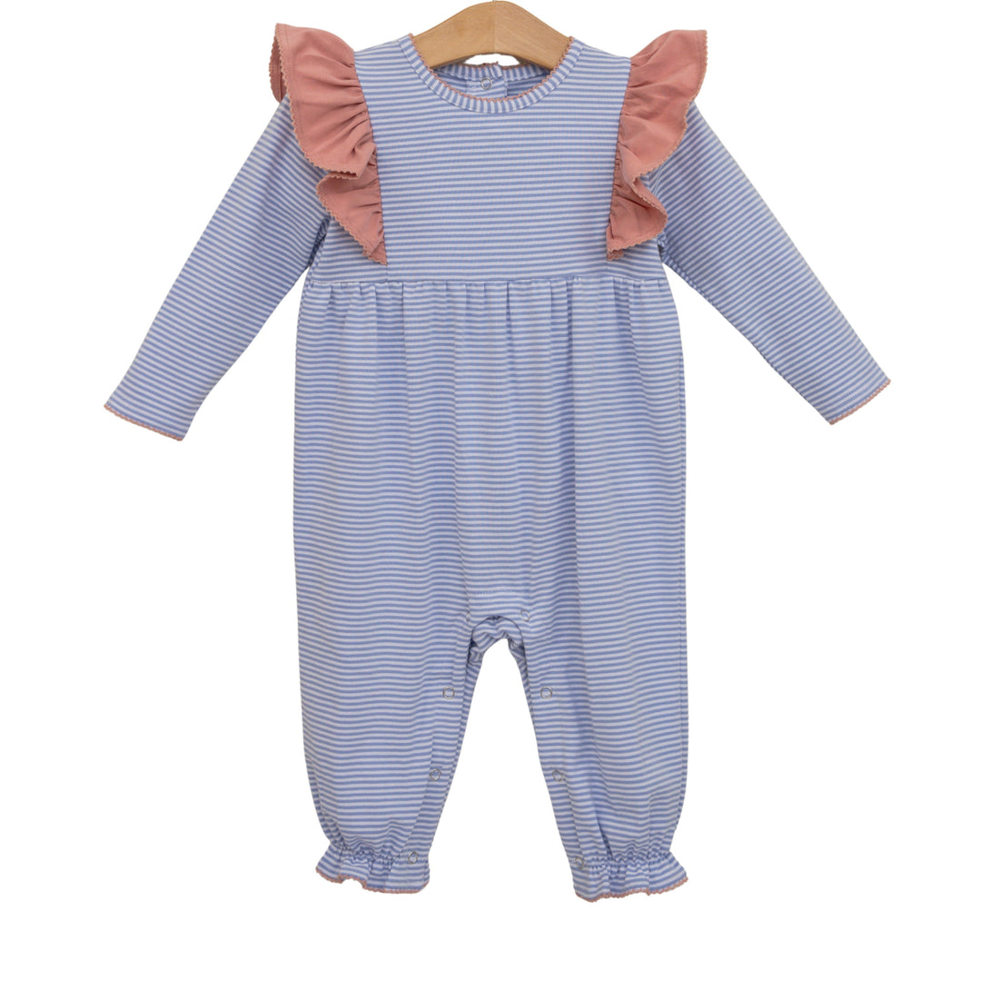 Madison Romper - Dusty Blue Stripe/Mauve PRE-ORDER